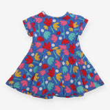 Dress short sleeve blue flowers 