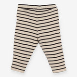 Beige and black striped leggings