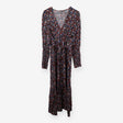 Navy floral ditsy print v-neck dress