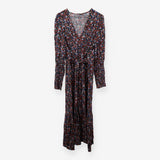 Navy floral ditsy print v-neck dress