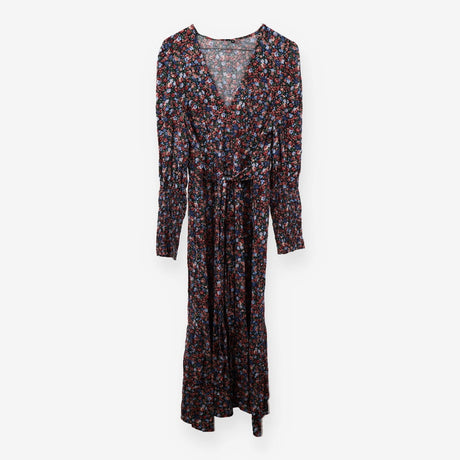 Navy floral ditsy print v-neck dress