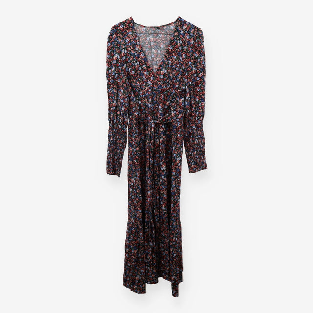 Navy floral ditsy print v-neck dress