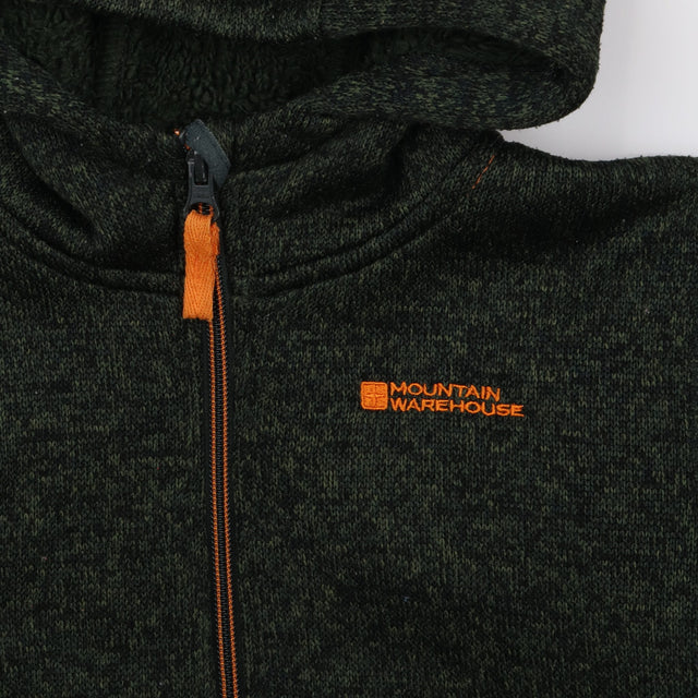 Fleece hoodie zip dark green marl