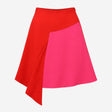 Skirt Red Fuchsia Pink Colour Block Asymmetric Hem