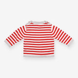 Jumper Knit Red Stripe with Reindeer Applique