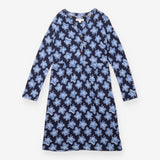 Dress Navy Blue Floral Cotton Jersey Long Sleeve
