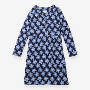 Dress Navy Blue Floral Cotton Jersey Long Sleeve