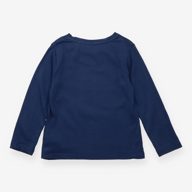 T-Shirt Long Sleeve Navy Flower Applique