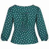 Teal Ditsy Floral Button Detail Wrap Top