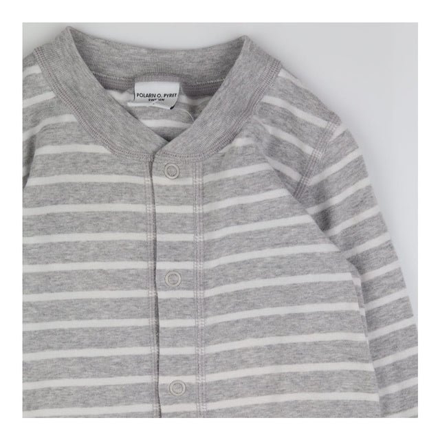 Grey and white stripe footless romper
