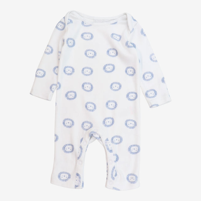 Sleepsuit White With Blue Lion Faces