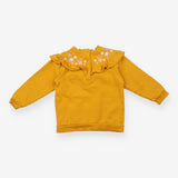 Sweatshirt yellow flowers yolk frill 