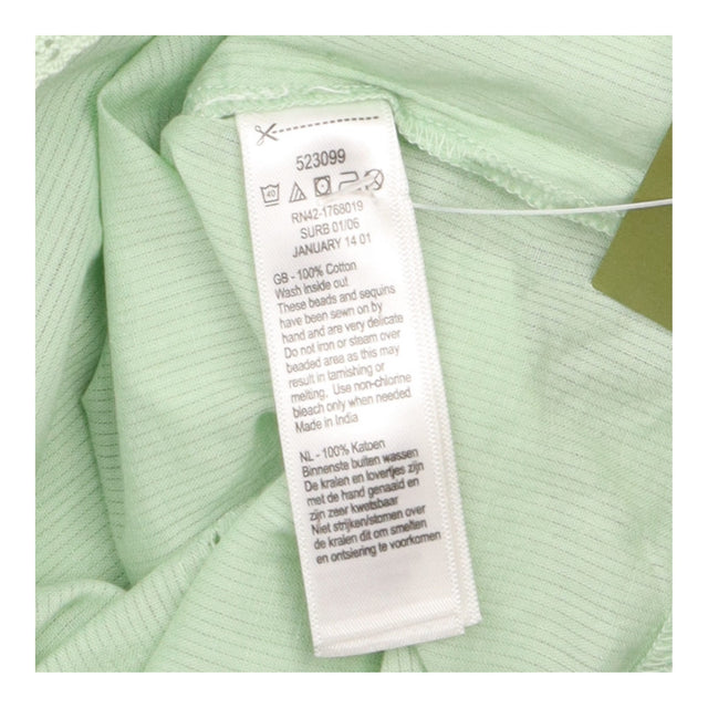 Mint Green 100% Cotton Floral Embroidered Pom Pom 