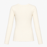 Long Sleeve Top Cream Ribbed Organic Cotton