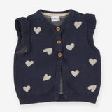 Sweater Vest Navy Frill Shoulders Hearts