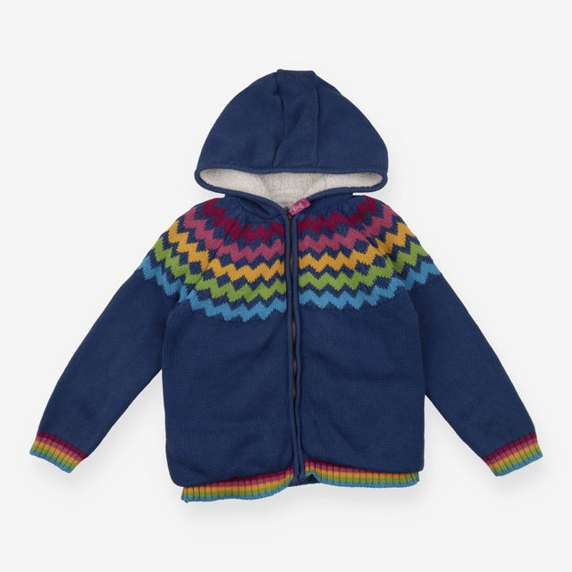 Zigzag zip up fleece jacket knit