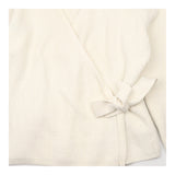 Wrap Cardigan Cream Textured Wool Blend Tie Waist