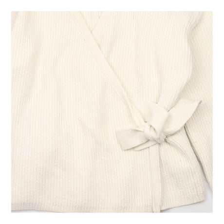 Wrap Cardigan Cream Textured Wool Blend Tie Waist
