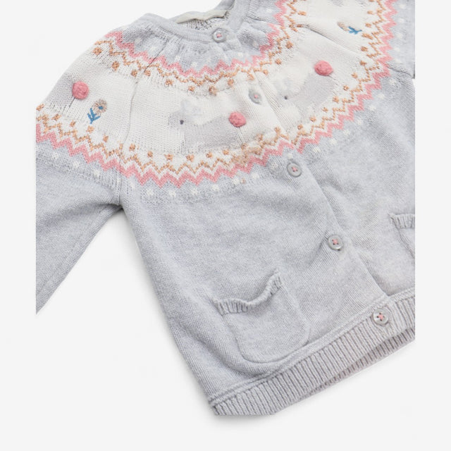 Cardigan Knit Grey Fairisle Rabbits