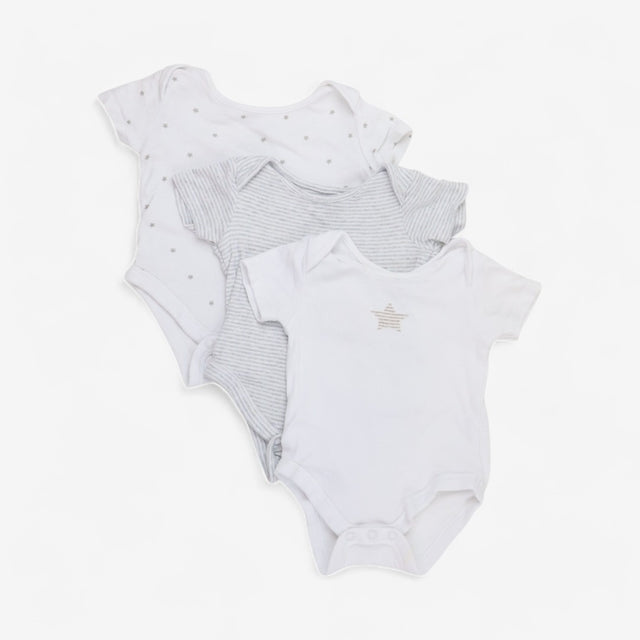 White and grey star bodysuits 3pcs