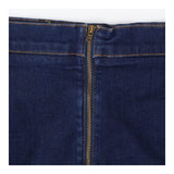 Dark Rinse Denim Skirt Brass Zip Pocket A‑Line