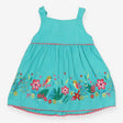 Jersey Summer Dress Green with Embroidered Flowers