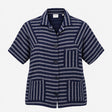 Shirt Short Sleeve Striped Textured Navy