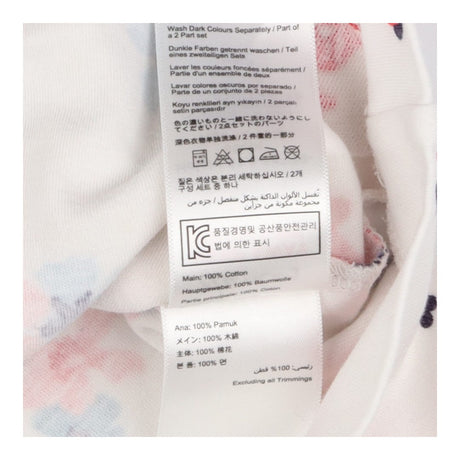 Dress LS Jersey White with Red & Pink flowers