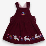 Pinafore plum cord bunnies flowers