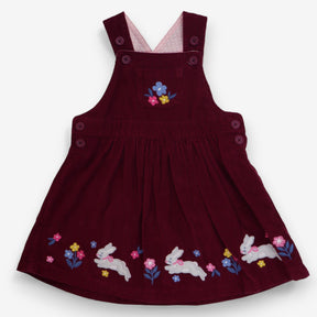 Pinafore plum cord bunnies flowers