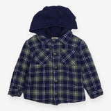 Hooded Jacket navy and Green Check