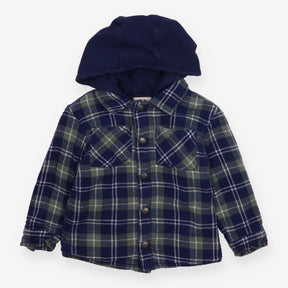 Hooded Jacket navy and Green Check