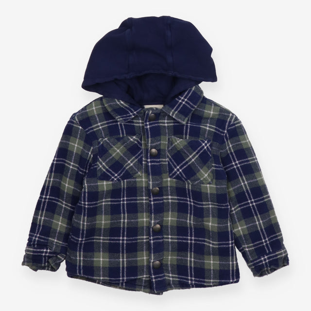 Hooded Jacket navy and Green Check