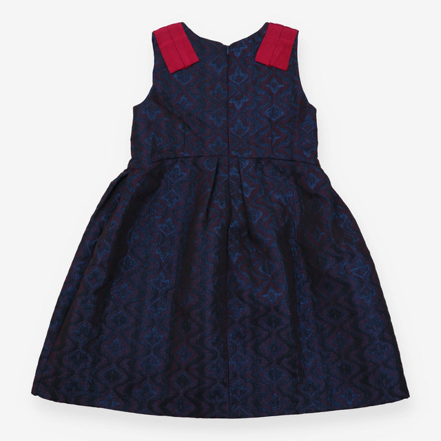 Primigi jacquard Dress Navy dark pink shoulder 