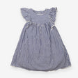 Dress blue white stripe seersucker frill sleeves