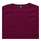 Jumper Long Sleeve V Neck Fine Knit Burgundy