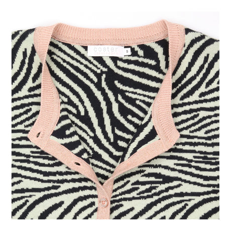 Cardigan Green Zebra Print Seawool Cotton Knit