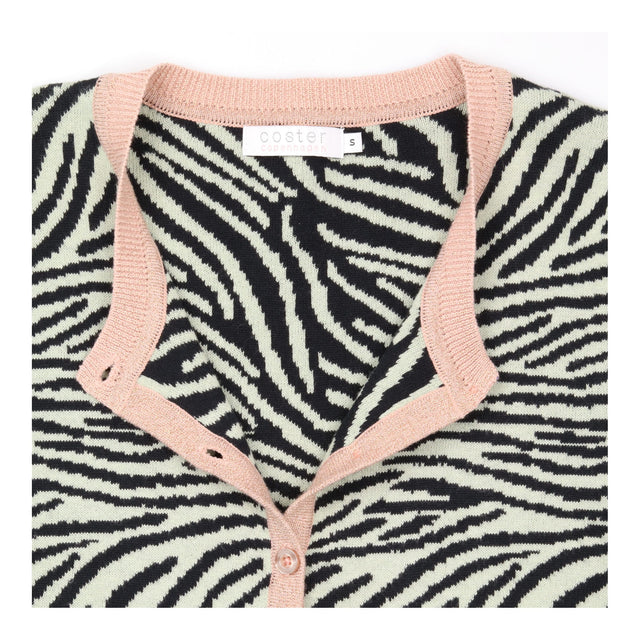 Cardigan Green Zebra Print Seawool Cotton Knit