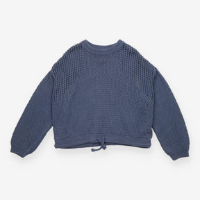 Jumper Blue Open Weave Cotton Drawcord Hem