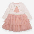 Dress pink tuille skirt cream top festive tree 