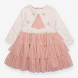Dress pink tuille skirt cream top festive tree 