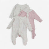 Sleepsuits Pink & White with Bunnies 3pcs