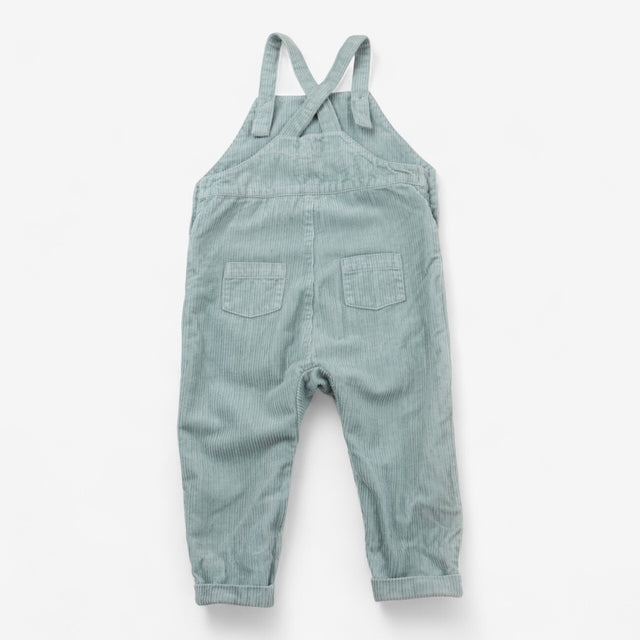 Dungaree set sage cord with grey fox tee