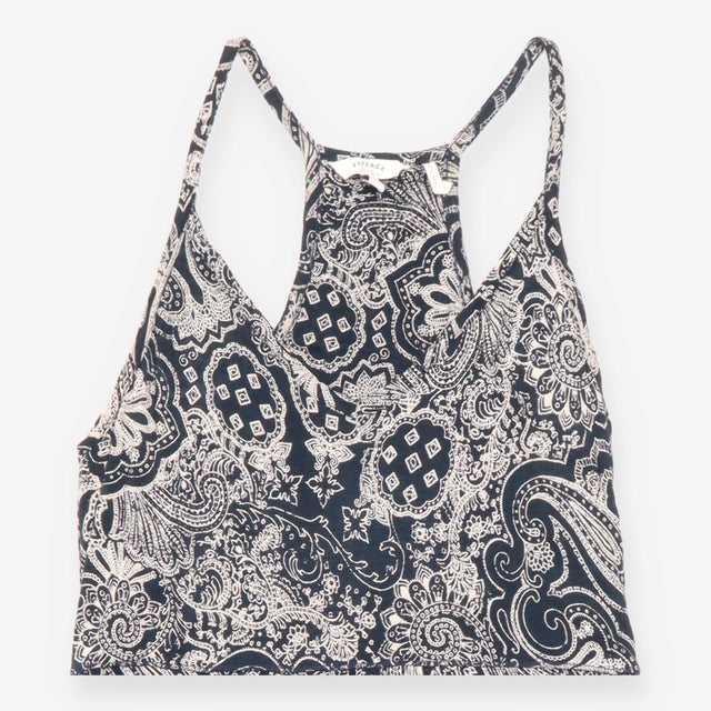 FatFace Navy Cream Paisley Print Racerback Cami Su