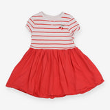 Red Striped Dress with Sequin Cherry
