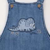 Denim Dungarees Triceratops and Flowers