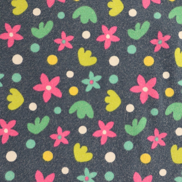 T-shirt Long Sleeve Blue with Pink and Green Flowe