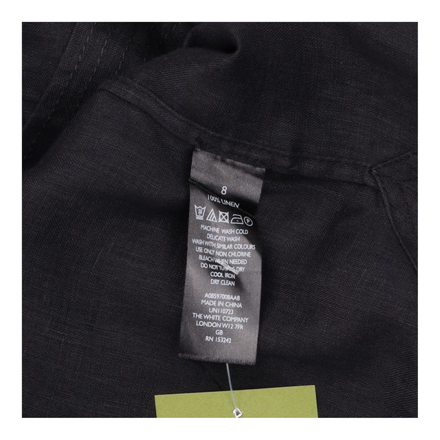 Top 100% Linen V-Neck Long Sleeve Black