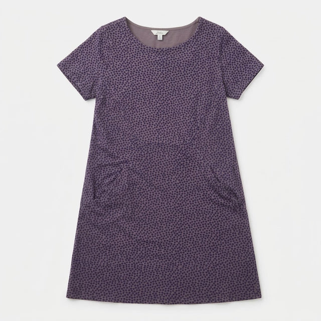 Grey Navy Micro Dot Cotton Jersey Tunic Dress Pock