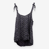 Navy Green Geometric Ornamental Print Strappy Top